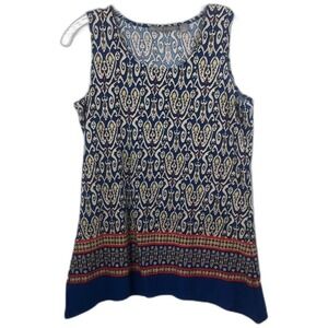 Valerie Stevens Paisley Sleeveless Top Blue Red Cream‎ Size S